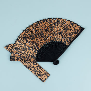 Serenity Sunrise Bamboo Hand Fan With Sleeve