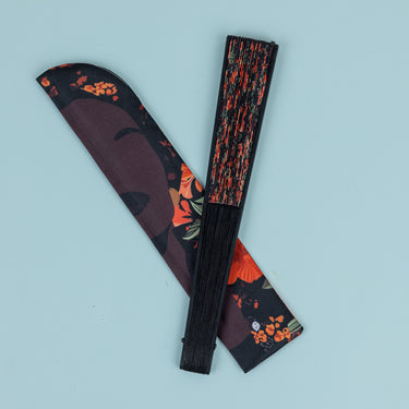 Her Soul in Bloom Bamboo Hand Fan With Sleeve