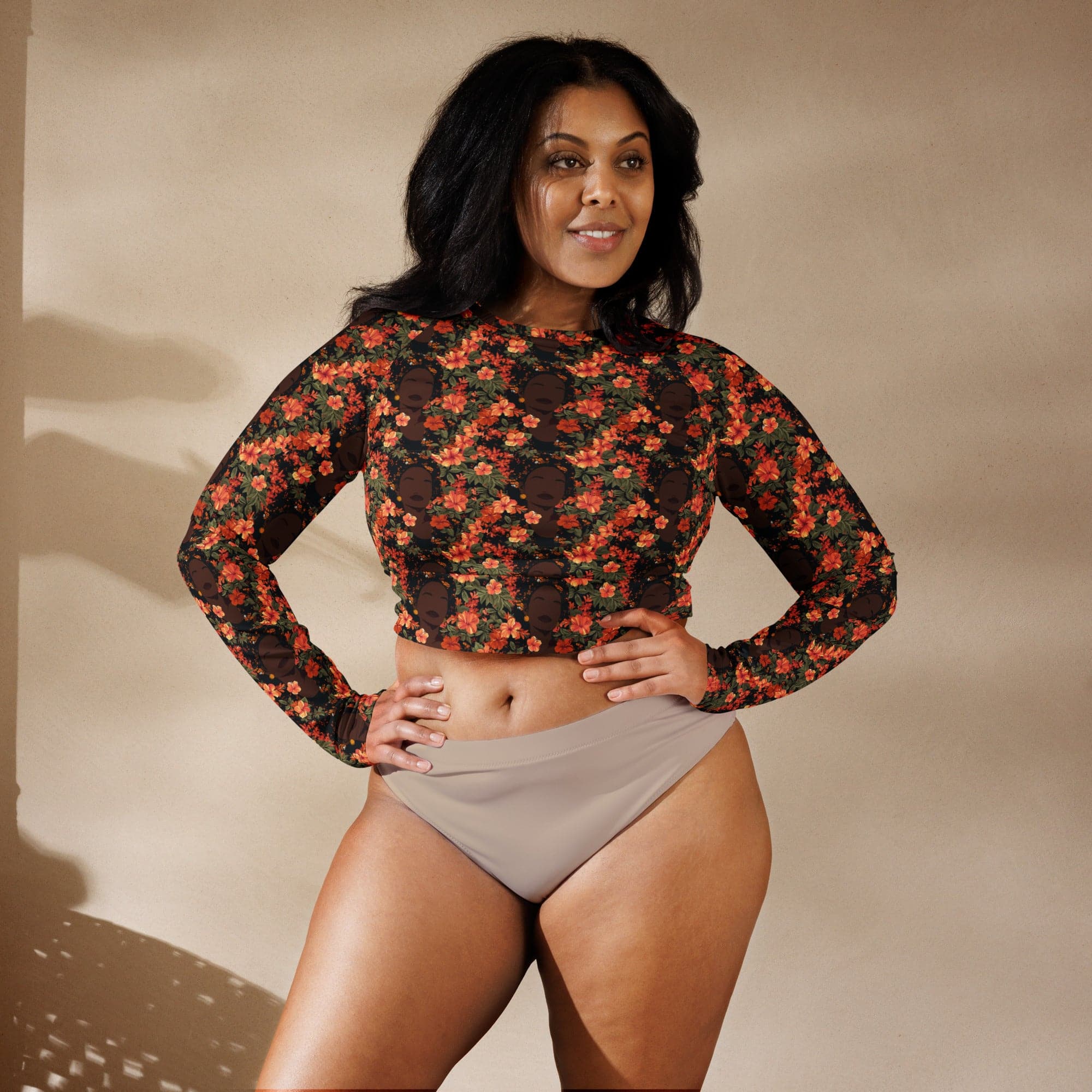 Her Soul In Bloom Long-Sleeve Crop Top