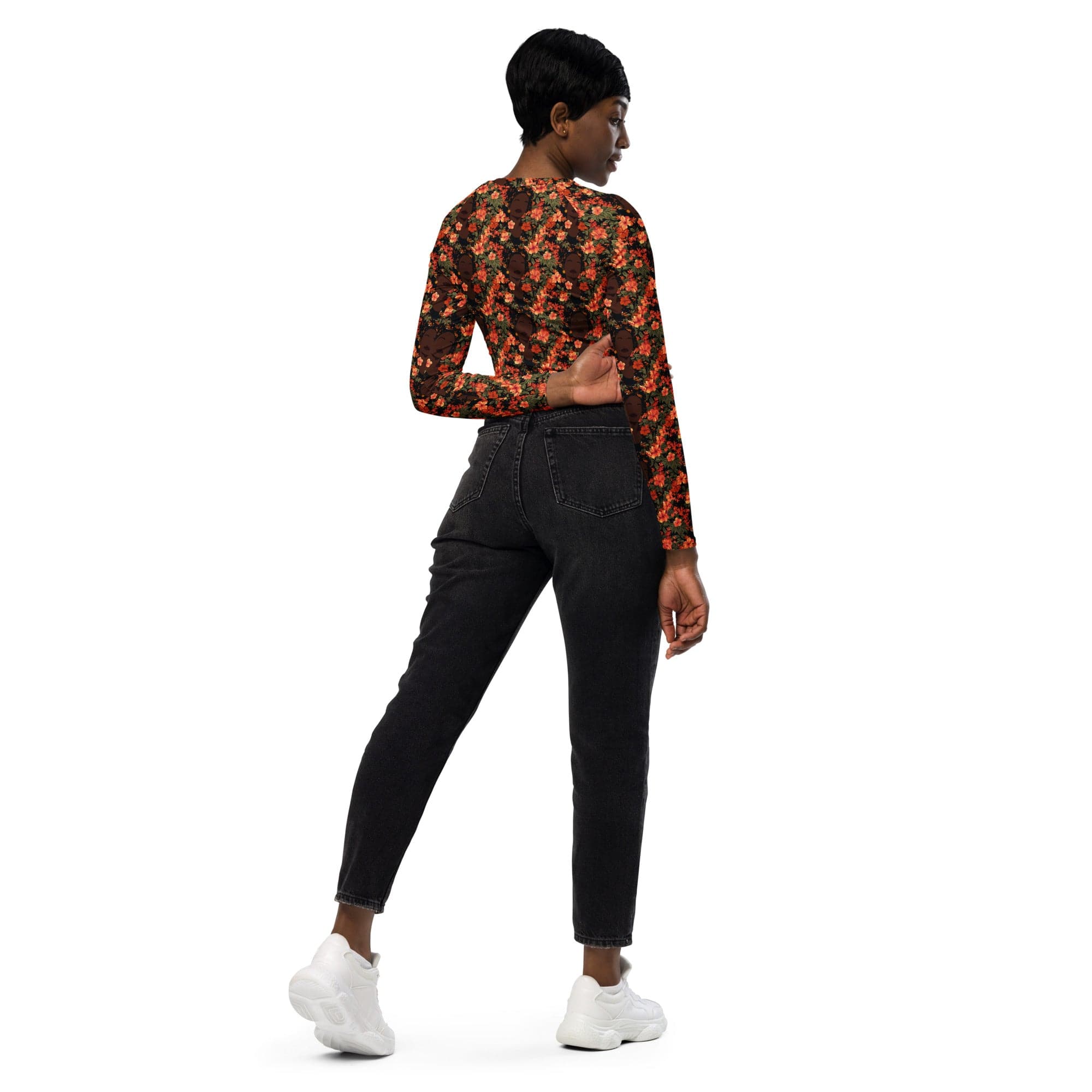 Her Soul In Bloom Long-Sleeve Crop Top