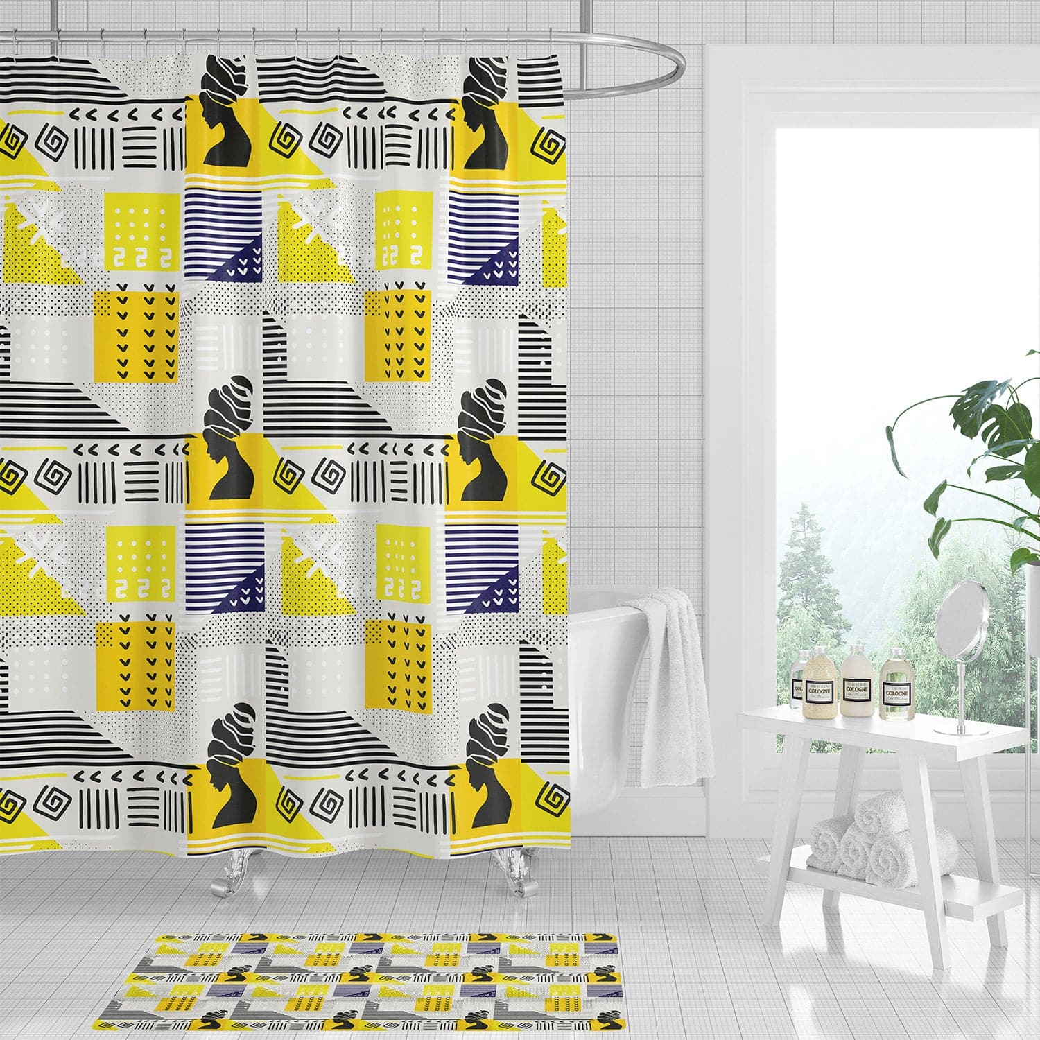 Geometric Goddess (Yellow) Shower Curtain