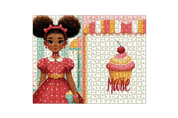 Girl with a Cup cake | Personalized Puzzle with custom name