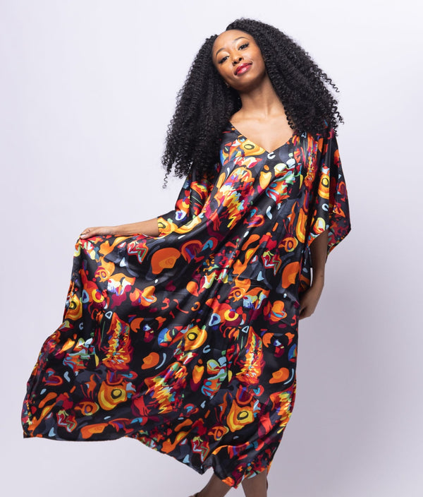 Afro Fusion Flame Kaftan Dress