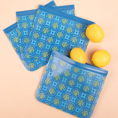 Brown Sugar Circles Reusable Food Storage Zip Baggies - Pack of 4