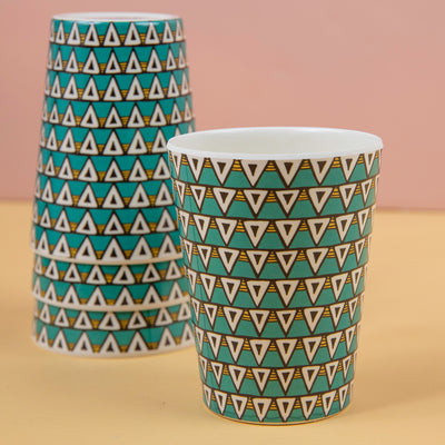 Tribal Symmetry Bamboo Cup Set of 4