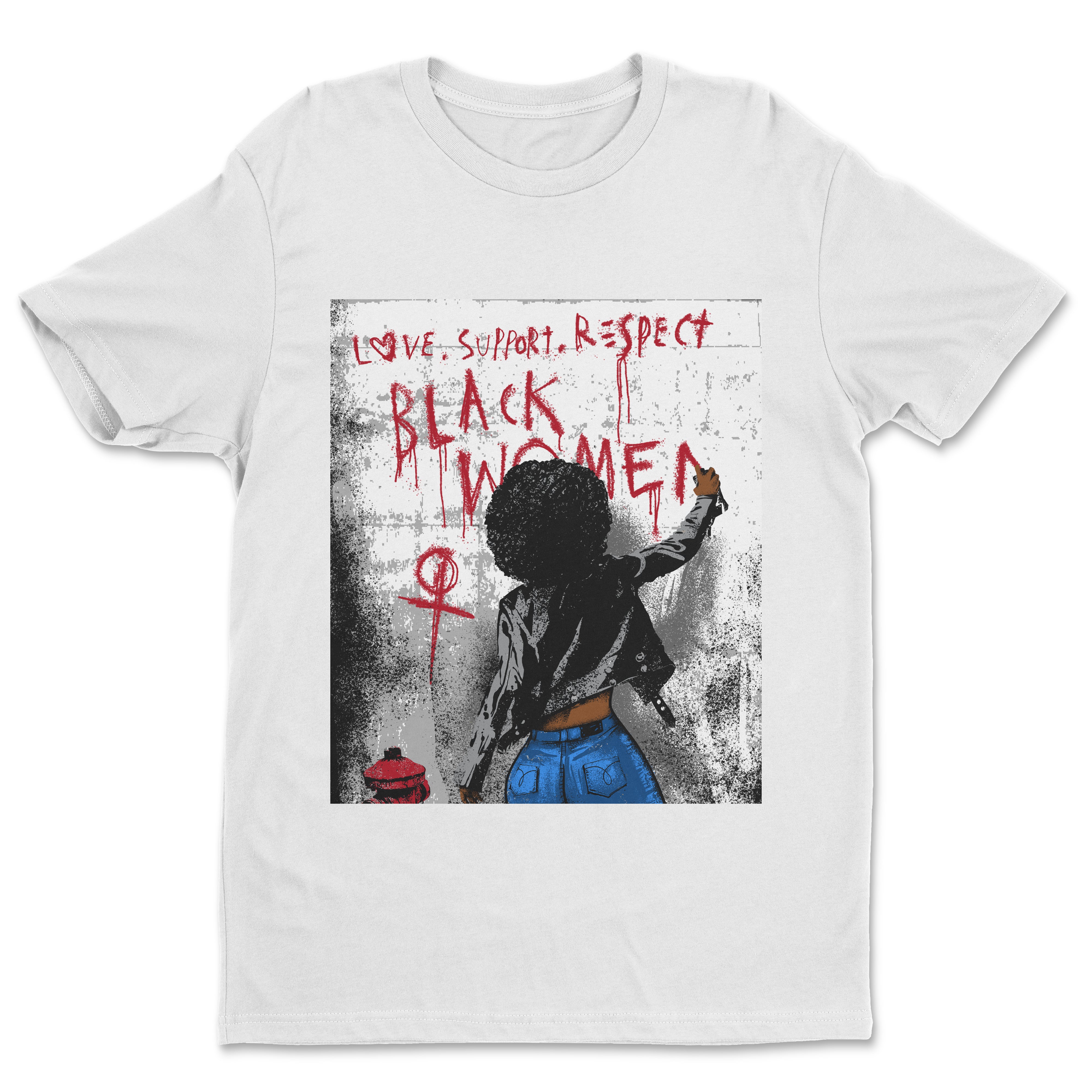 Love Support Respect  Black Women  Unisex T-Shirt (white)