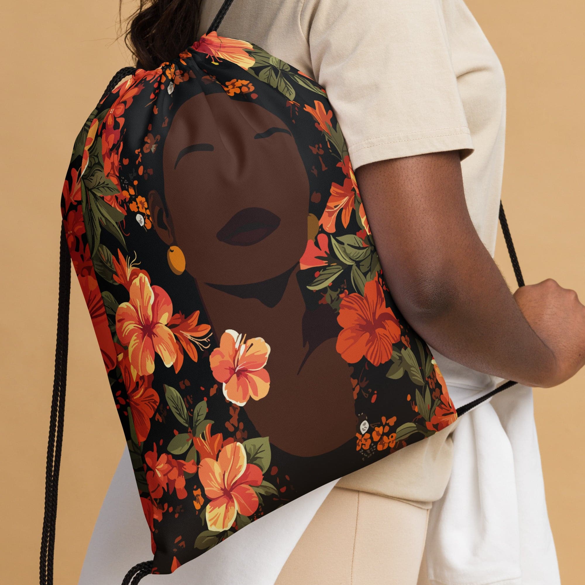 Her Soul in Bloom Drawstring Bag