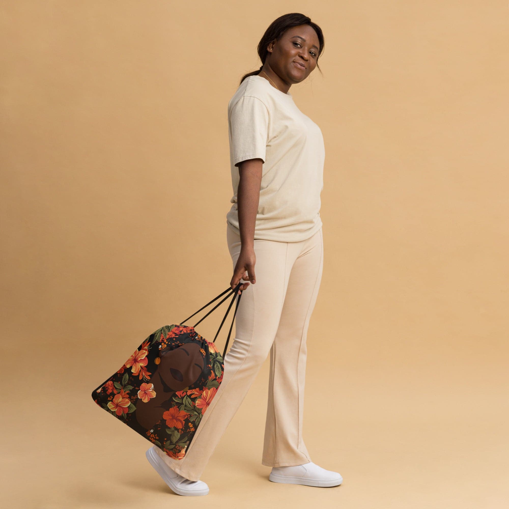 Her Soul in Bloom Drawstring Bag