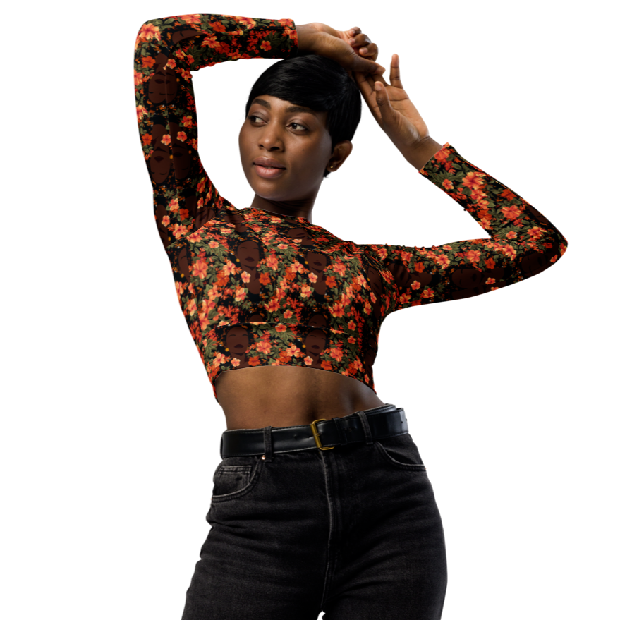 Her Soul In Bloom Long-Sleeve Crop Top