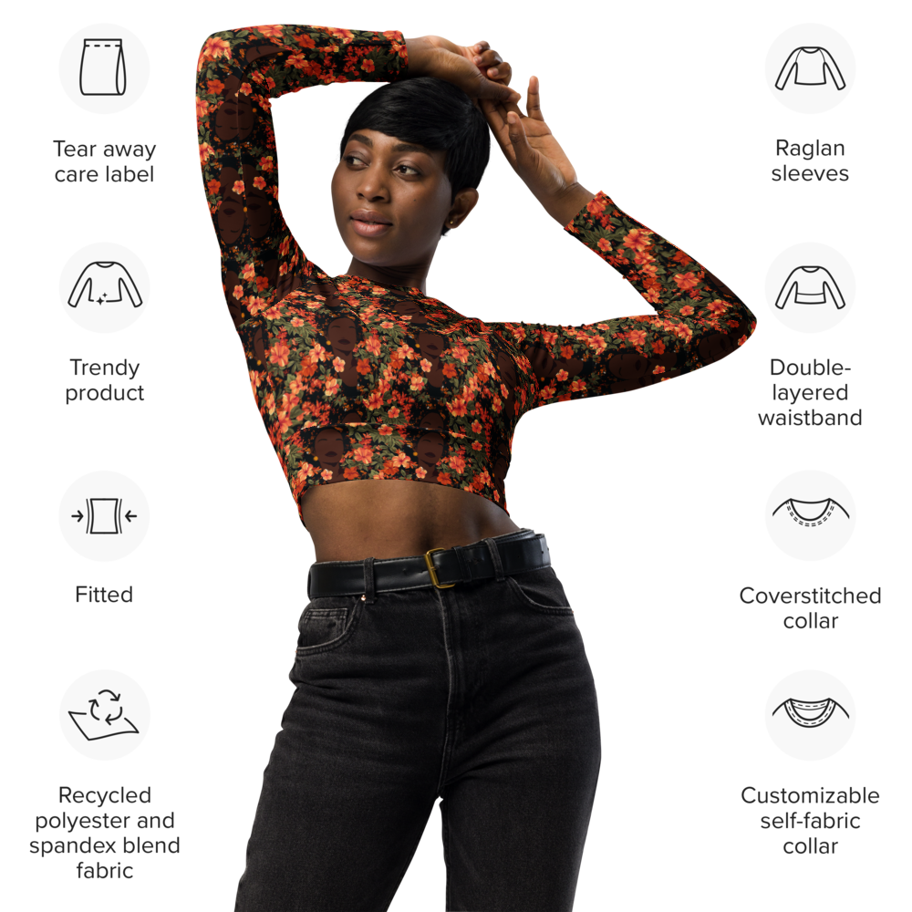 Her Soul In Bloom Long-Sleeve Crop Top