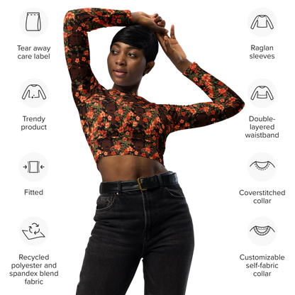 Her Soul In Bloom Long-Sleeve Crop Top