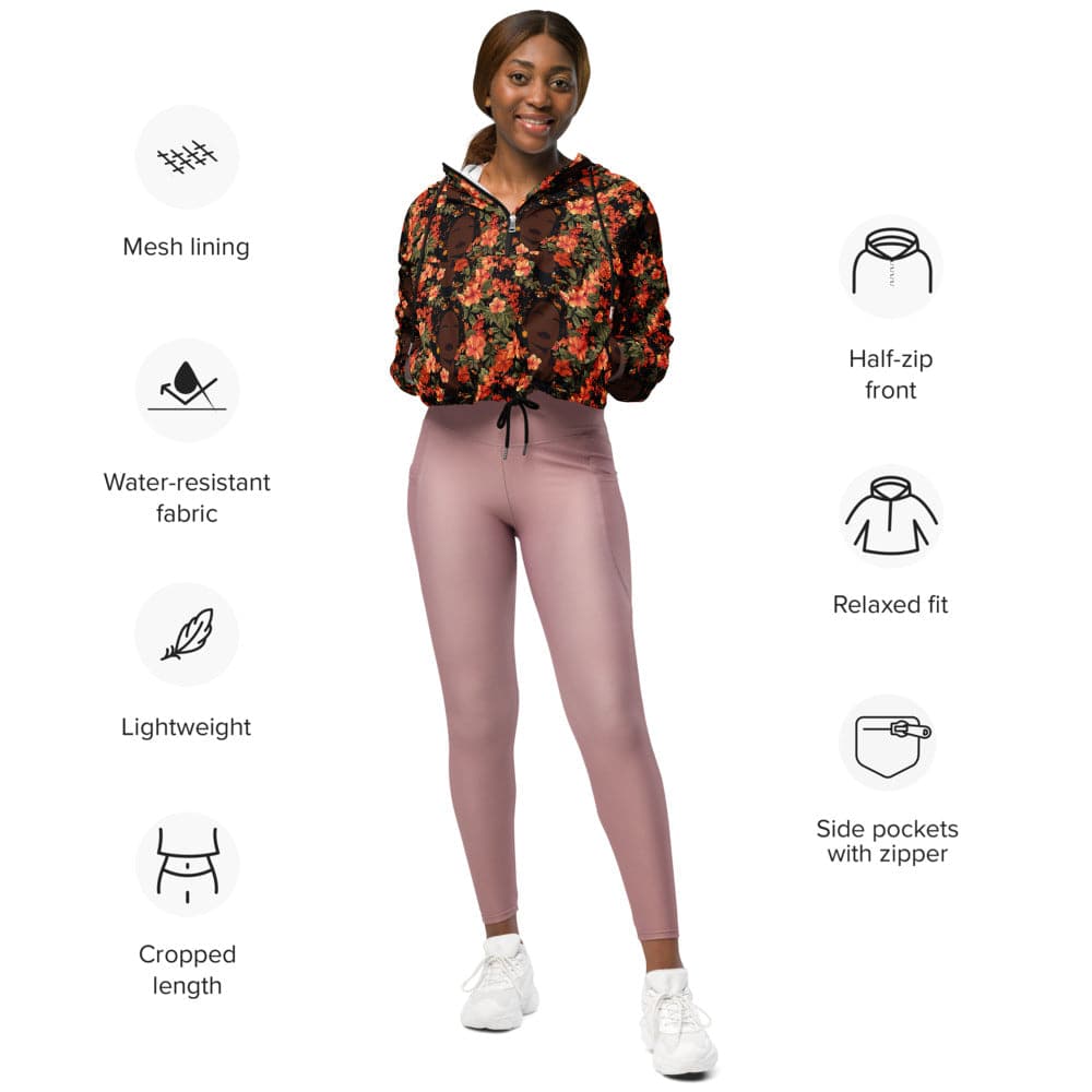 Her Soul In Bloom Cropped Windbreaker Jacket