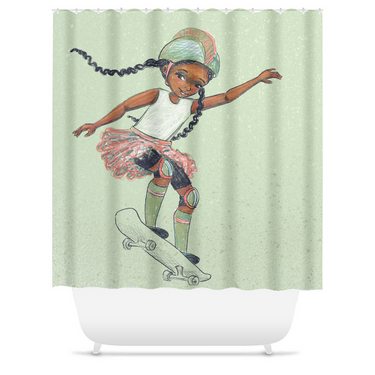 Skateboard Queen Youth Shower Curtain