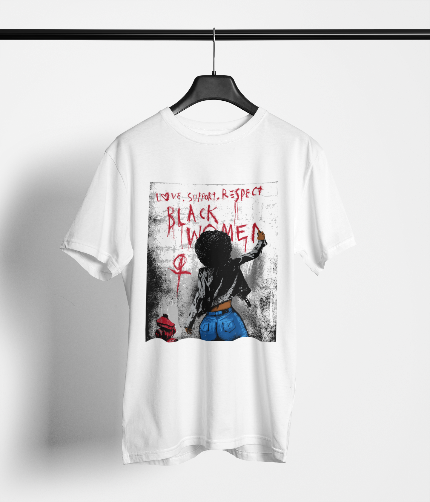 Love Support Respect  Black Women  Unisex T-Shirt (white)