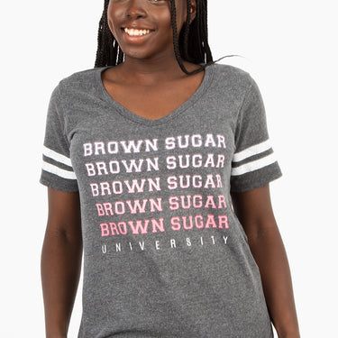 Brown Sugar University Varsity Tee - Izzy & Liv