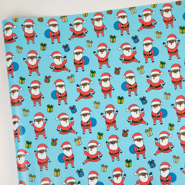 Tale of 2 Black Santas Gift Wrapping Paper Roll (2-Pack Set)