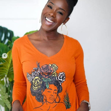 Wildflower Goddess V-Neck Long Sleeve Tee