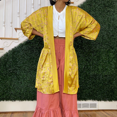 Afro Glory Cuff Sleeve Satin Kimono