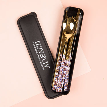 Brown Sugar Pearls 6-Piece Reusable Utensil Set + Travel Case