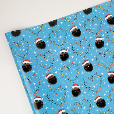 Black Santa Love Gift Wrapping Paper Roll