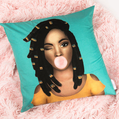 Loc'd Brown Sugar Girl Throw Pillow Cover