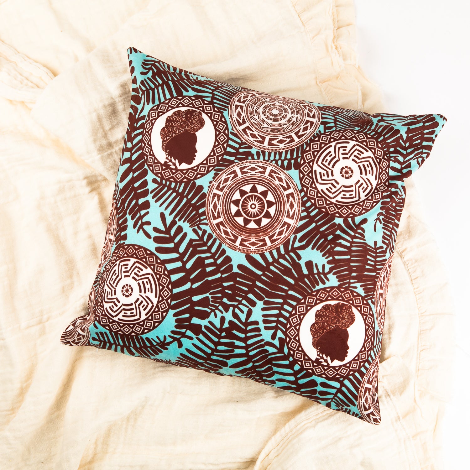 Chocolate Beauty (Teal) Throw Pillow Cover - Izzy & Liv