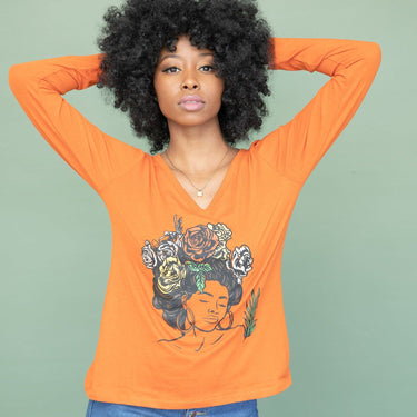 Wildflower Goddess V-Neck Long Sleeve Tee