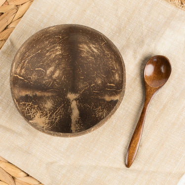 Artisanal Coconut Shell Bowl & Spoon Set