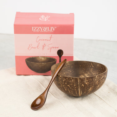 Artisanal Coconut Shell Bowl & Spoon Set - Izzy & Liv