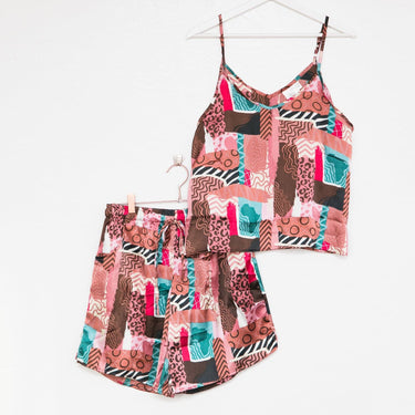 Patchwork Queen Satin Cami + Shorts 2-Piece Set - Izzy & Liv