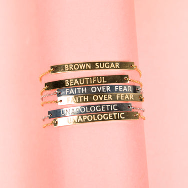 "Brown Sugar" Adjustable Bar Bracelet (18k gold plated)