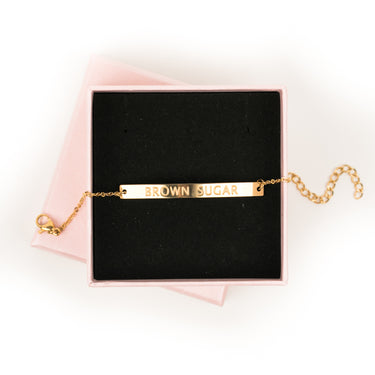 "Brown Sugar" Adjustable Bar Bracelet (18k gold plated)
