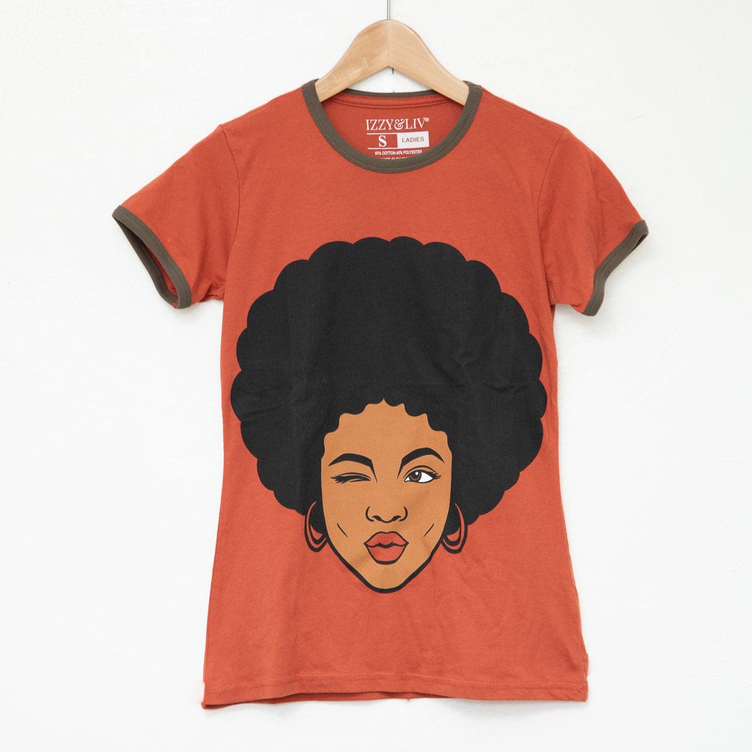 Retro Fro Diva with a Wink Ringer T-Shirt