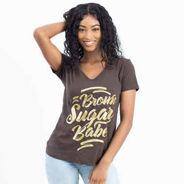 Brown Sugar Babe V-Neck T-Shirt - Izzy & Liv