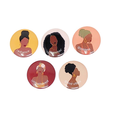 Melanated Queens 5-Piece Button Set