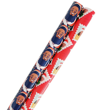 Santa Bae + What About Your Friends Gift Wrapping Paper Roll (2-Pack Set)