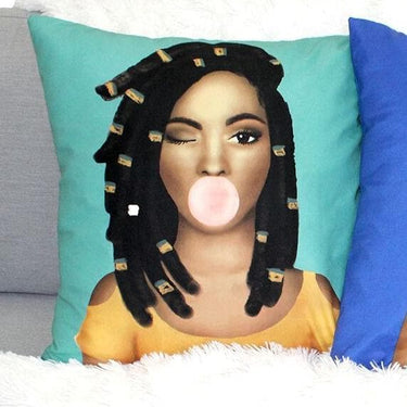 Loc'd Brown Sugar Girl Throw Pillow Cover - Izzy & Liv - pillow