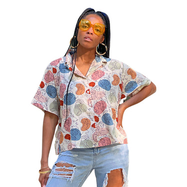Melanin Faces Abstract All Over Print Blouse - Izzy & Liv