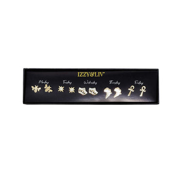 African Queen 5-Piece Stud Earring Set 1 (18k gold plated or silver plated) - Izzy & Liv